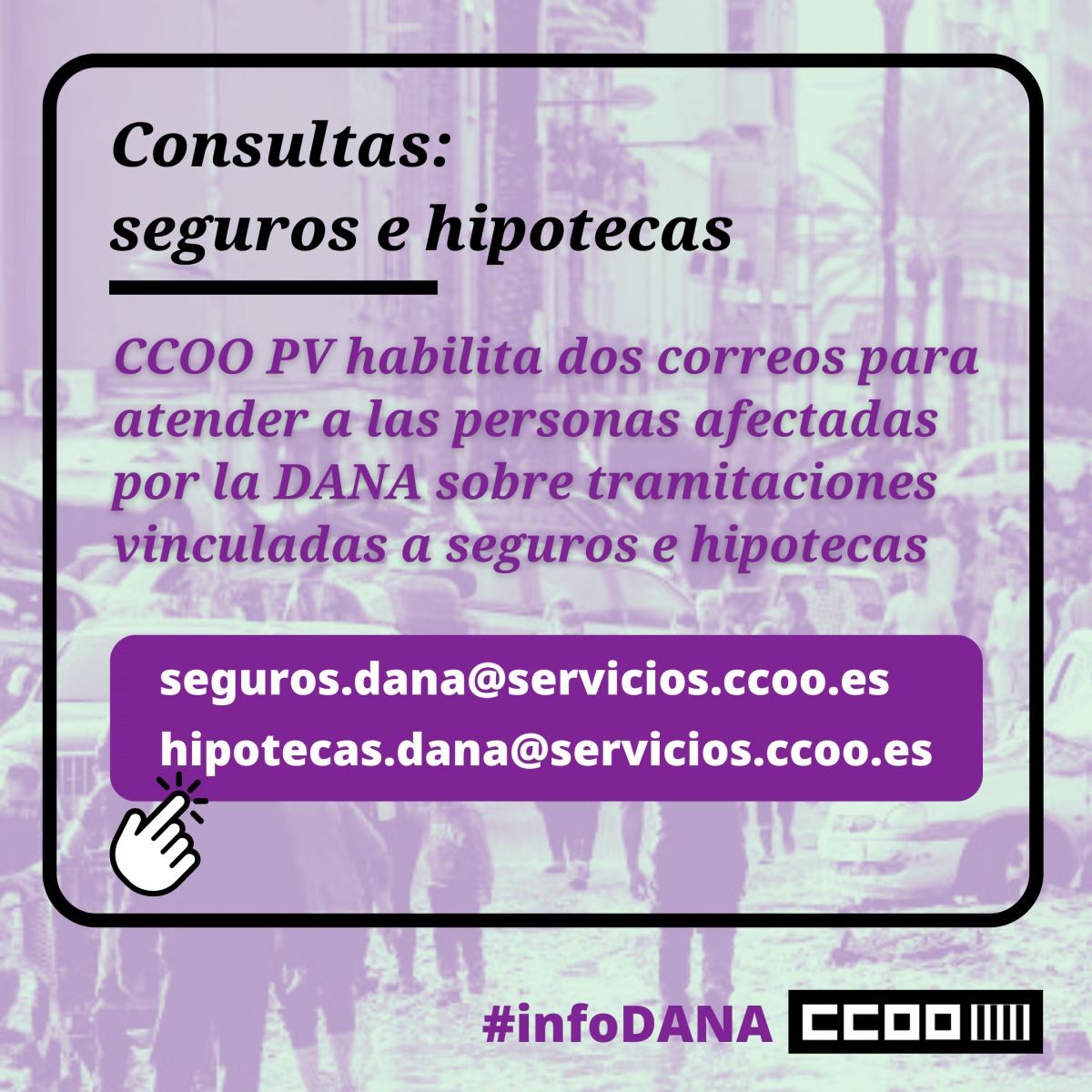 Atencin a consultas sobre seguros e hipotecas a personas afectadas por la DANA