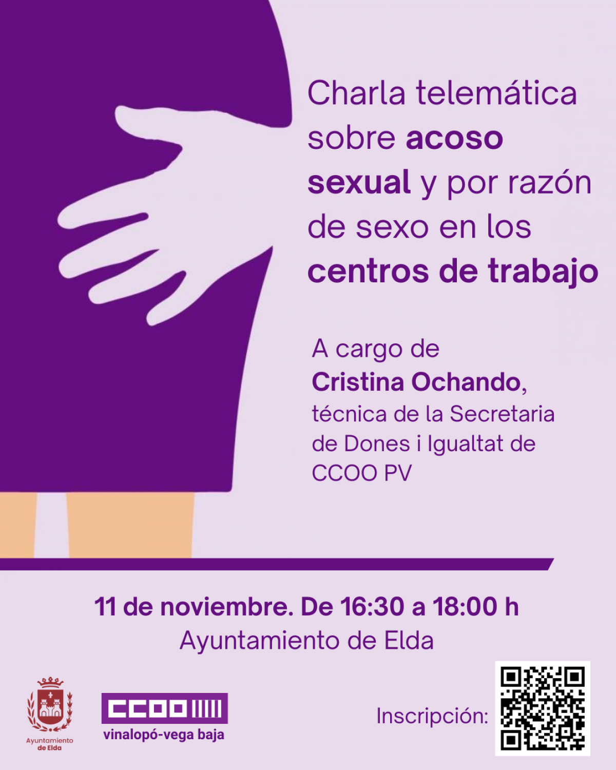 Charla telemática sobre acoso sexual y por razón de género en los centros de trabajo.