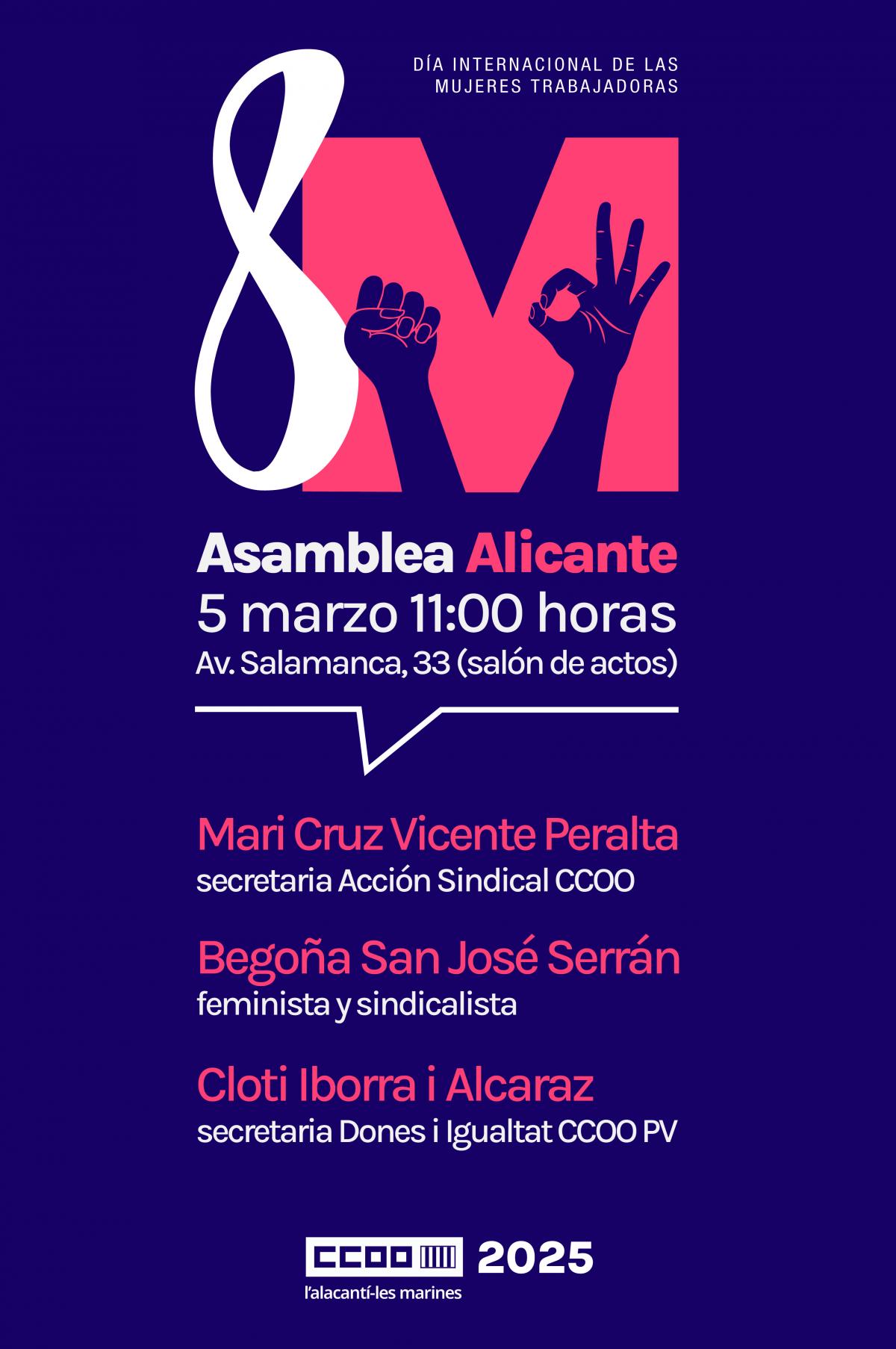 Cartel asamblea 8M Alicante