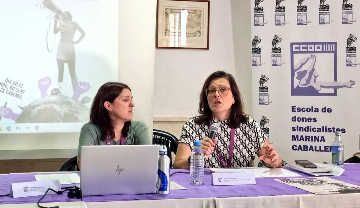 Cloti Iborra, secretaria de Dones i Igualtat de CCOO PV y Carolina Vidal, responsable de Mujeres e Igualdad de CCOO.