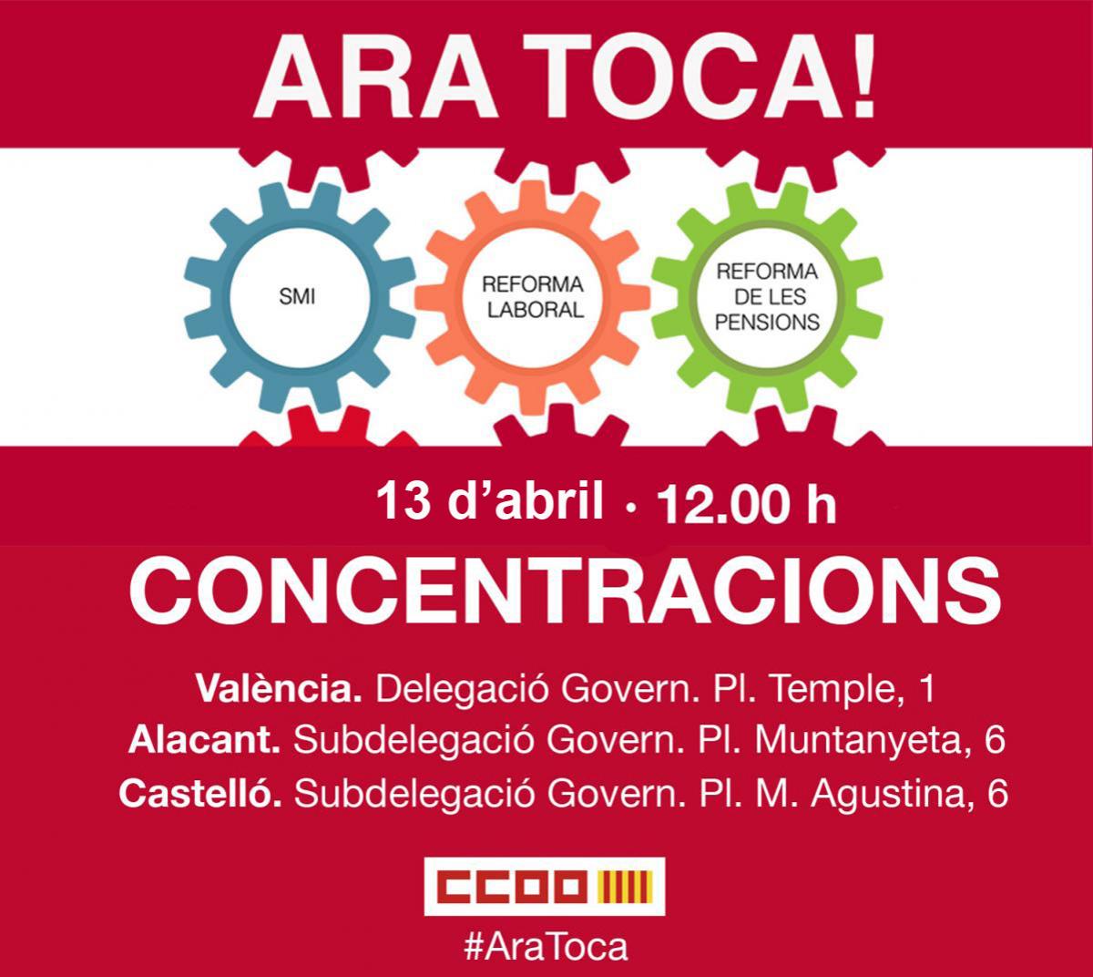 Cartell concentracions 13 d'abril #AraToca