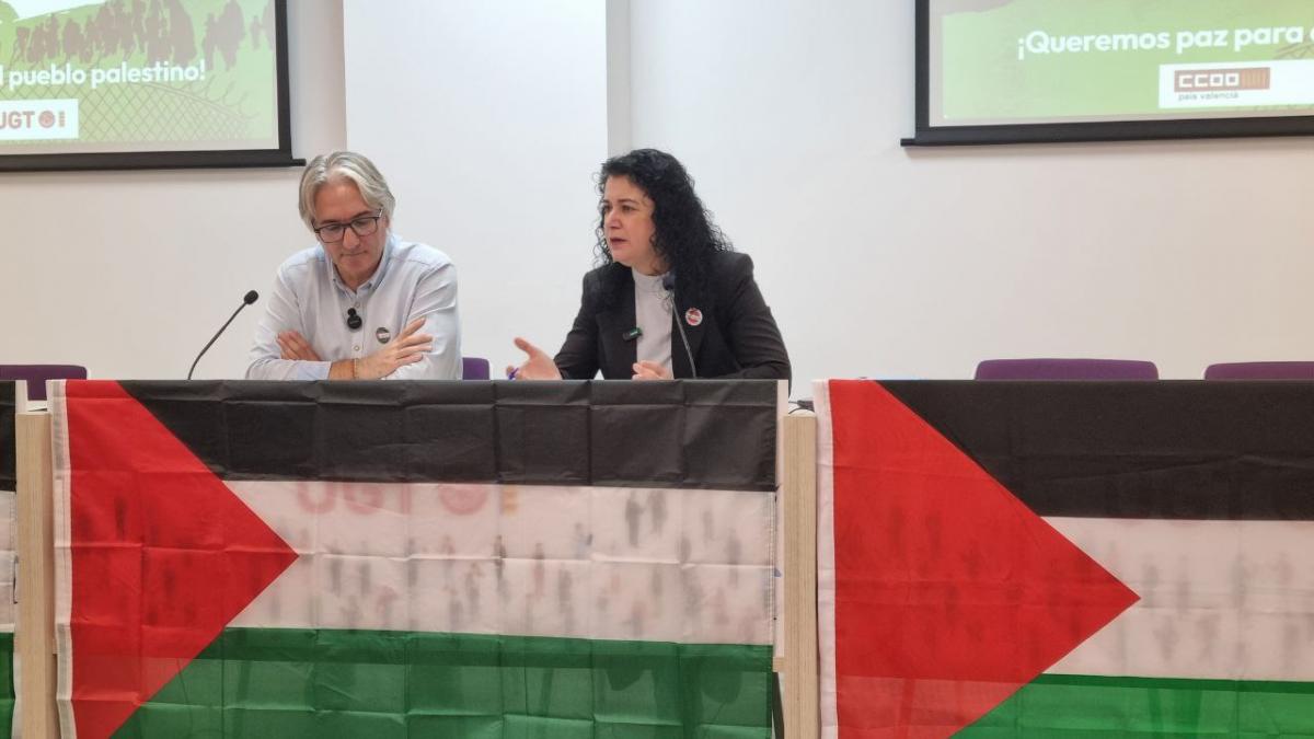 Ana García Alcolea, secretaria general de CCOO PV, en la rueda de prensa de presentación de la jornada de lucha del 15 de octubre.