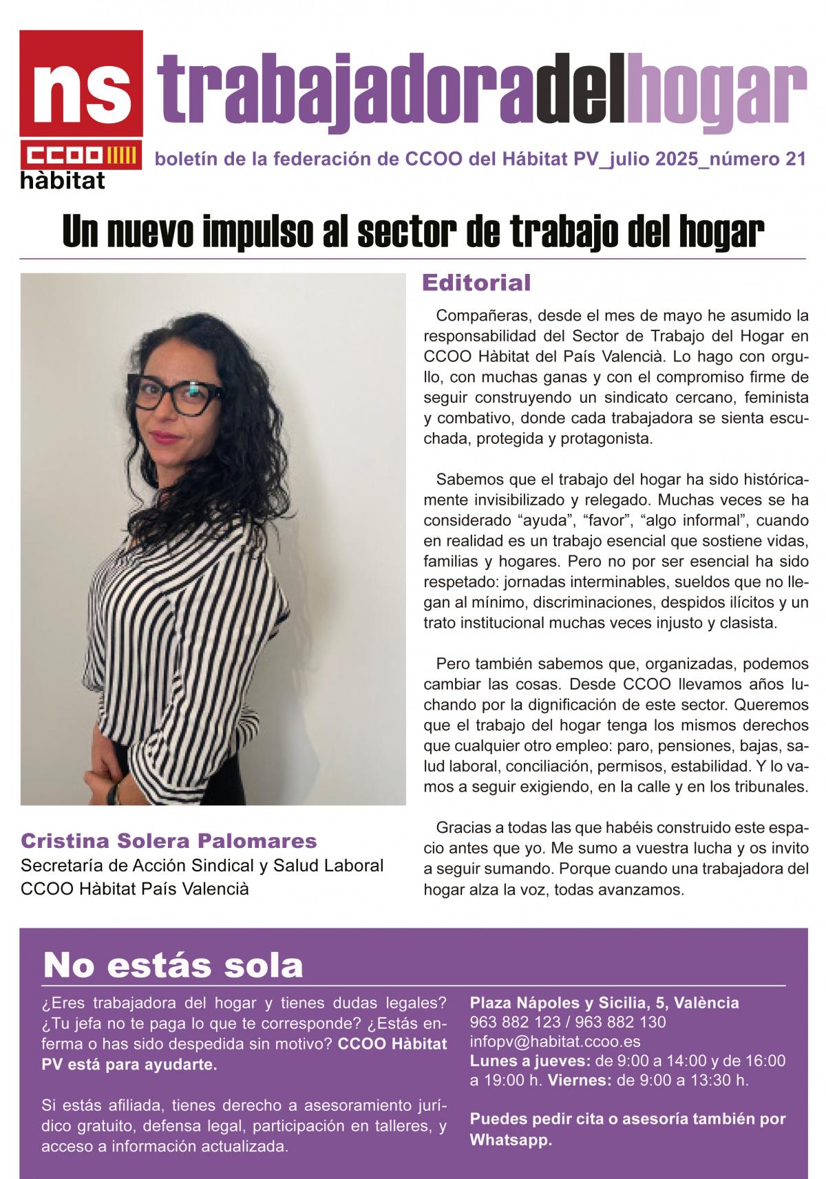 Boletn 'Trabajadora del hogar', nmero 21.