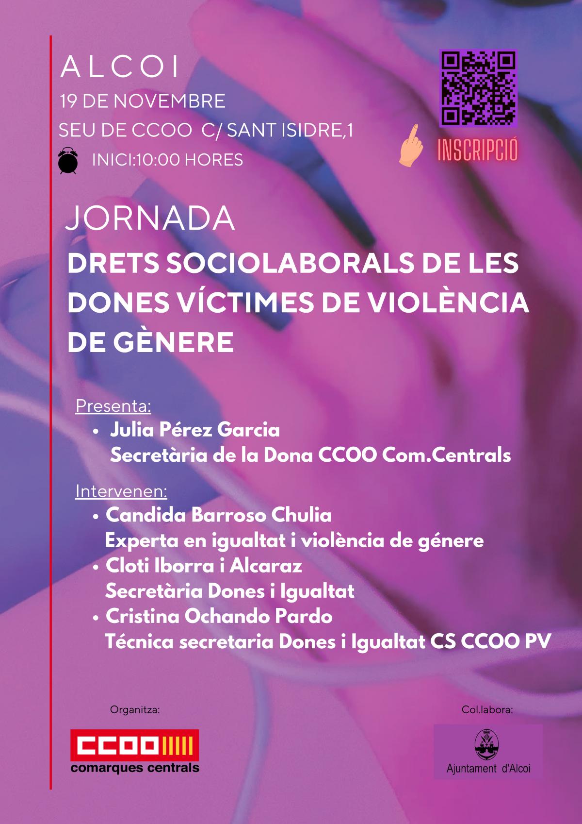 Cartell de la jornada Drets sociolaborals de les dones vctimes de violncia de gnere