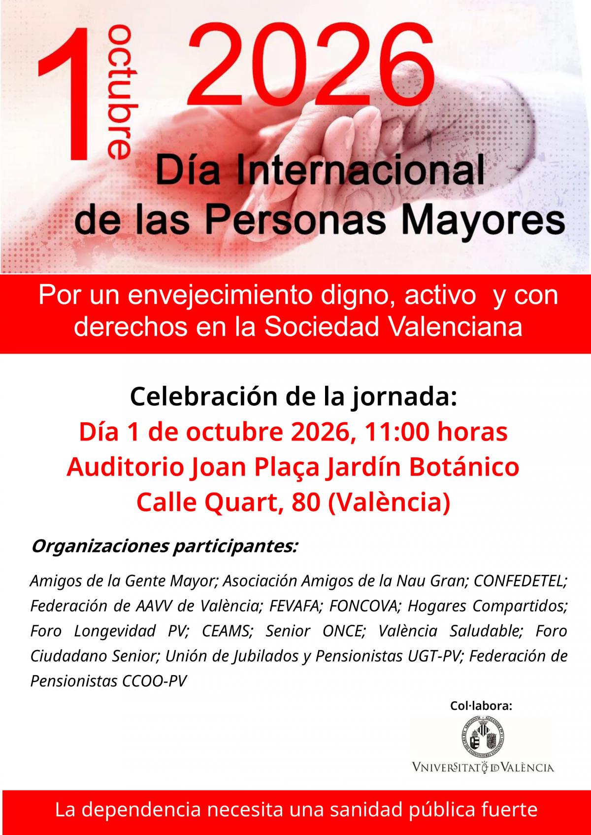 Jornada en València con motivo del Día Internacional de las Personas Mayores.