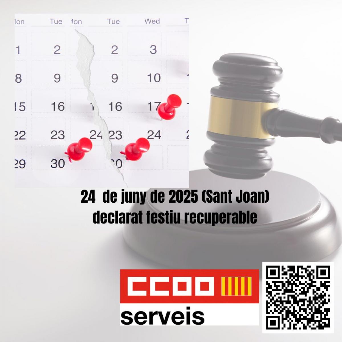 La Justícia reconeix el dret a cobrar el festiu de Sant Joan.