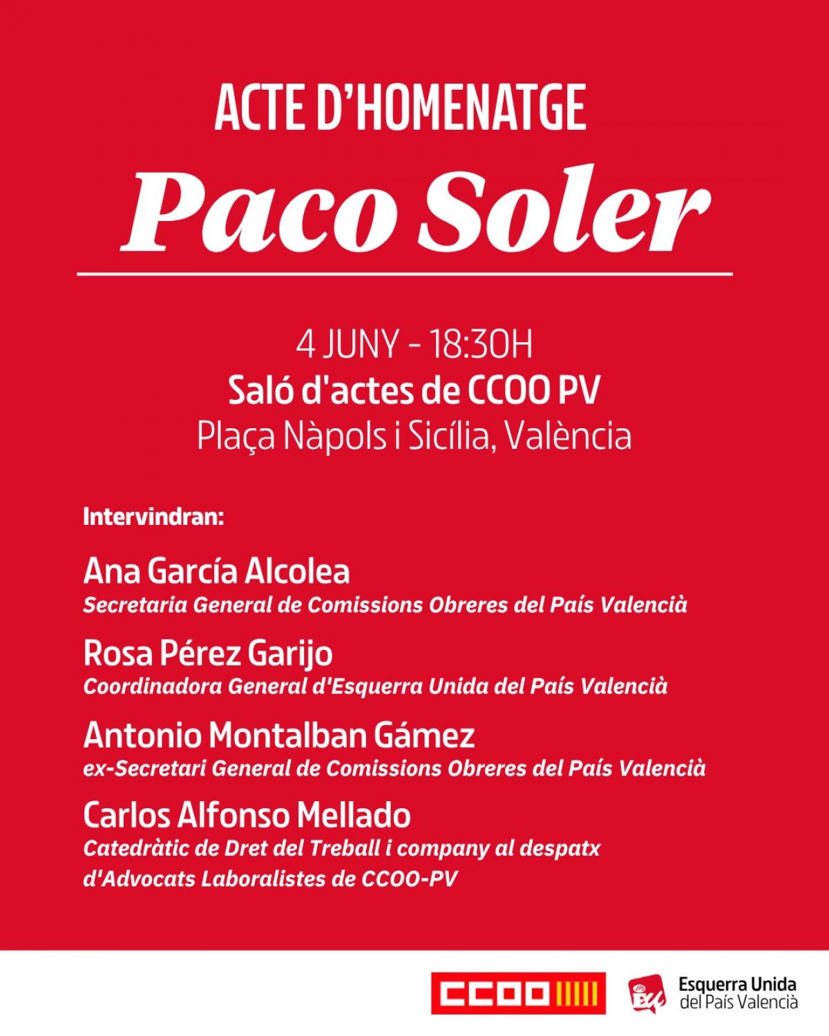 Cartell homenatge Paco Soler