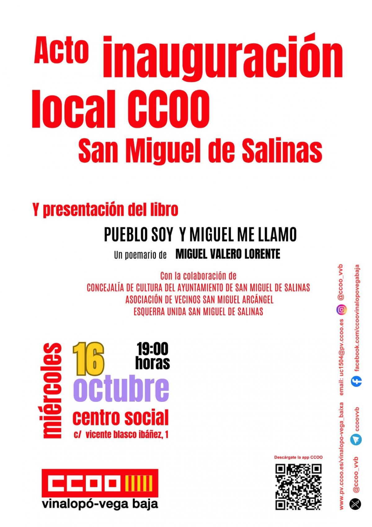 Acto de inauguracin del local de CCOO en San Miguel de Salinas.